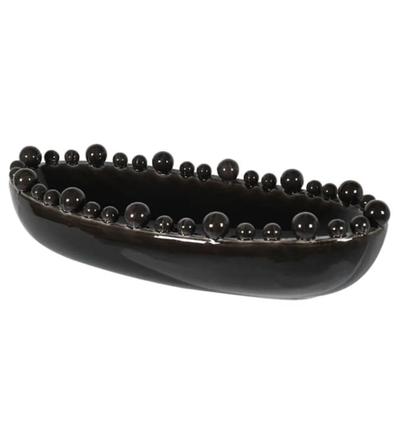 Black Ceramic Oval Bobble Edged Bowl - Image 5