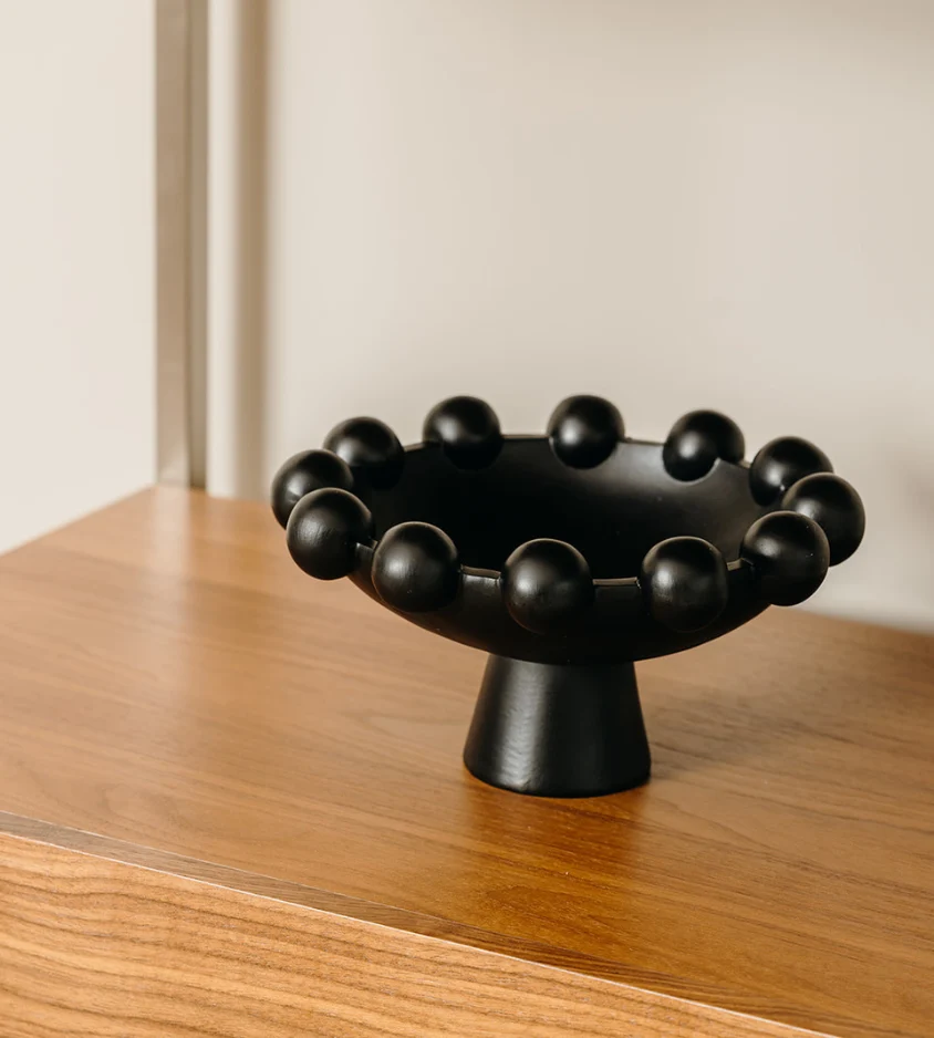 Black Footed Bobble Edge Bowl - Image 4