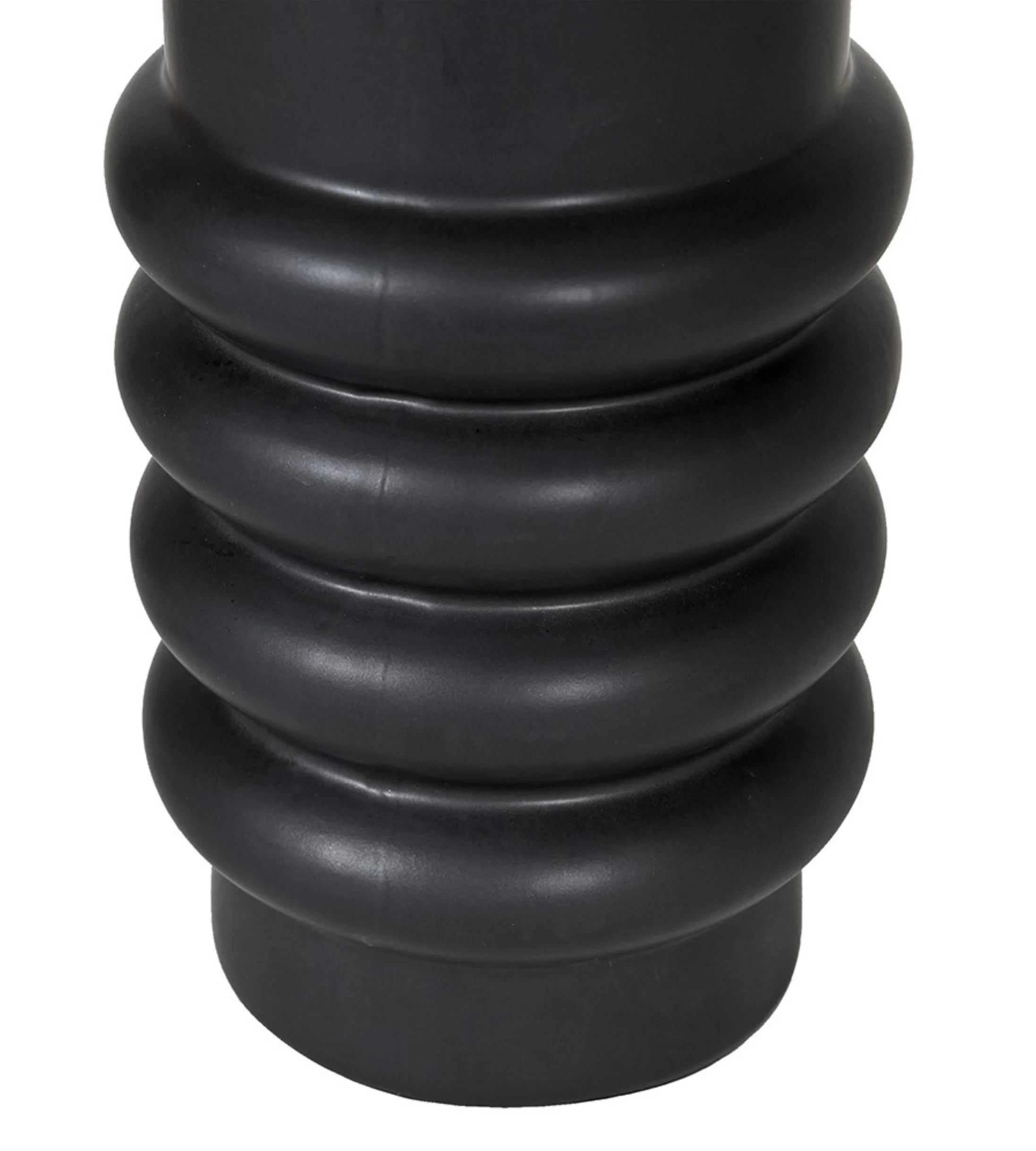 Black Ringed Ceramic Table Lamp with Linen Shade - Image 7