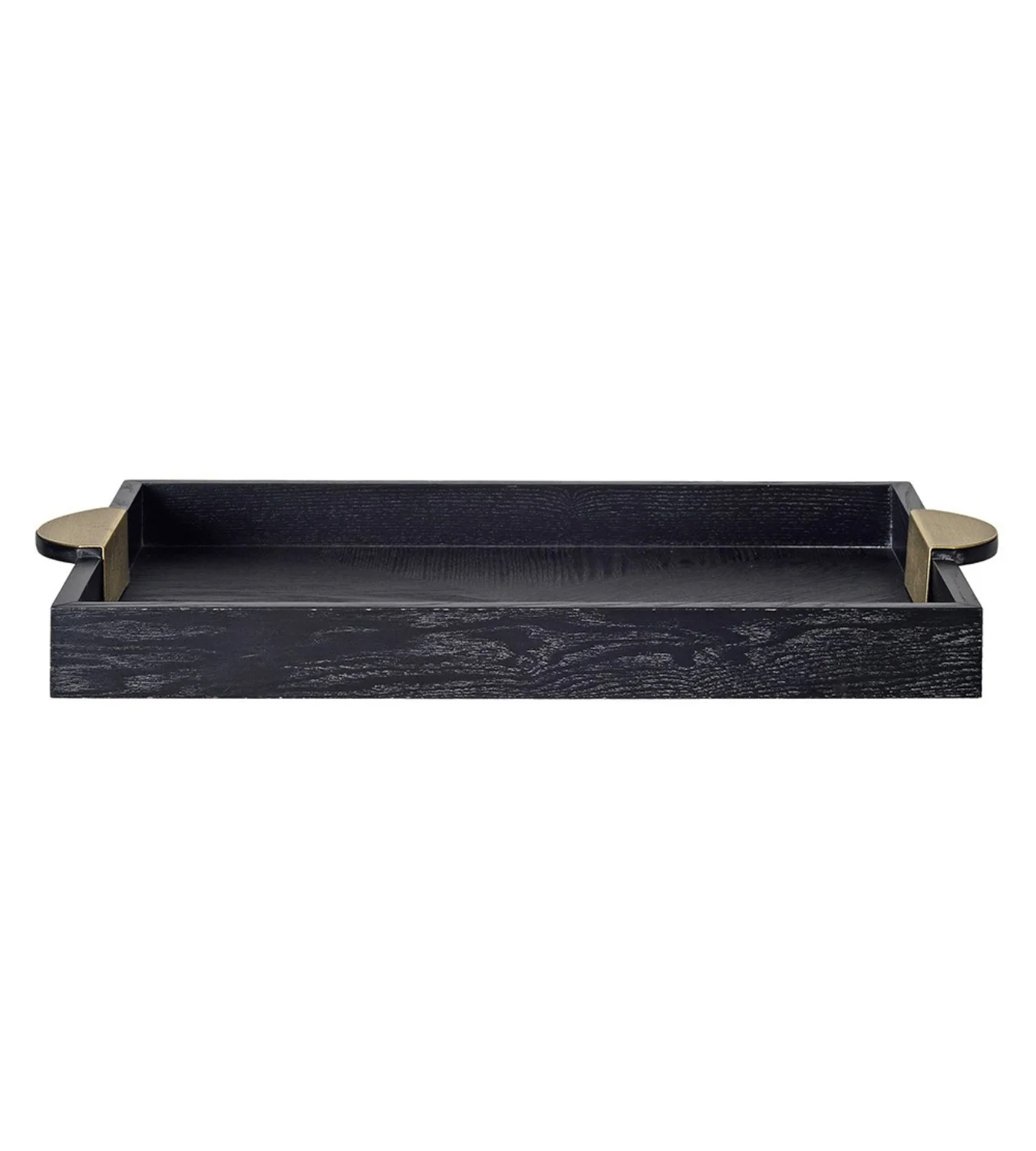 Black Wooden Tray with Antique Gold Handles - Image 5