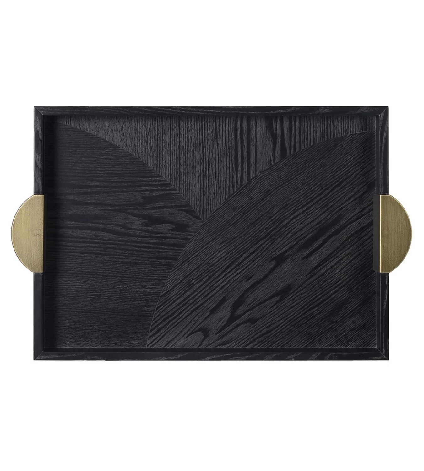 Black Wooden Tray with Antique Gold Handles - Image 6