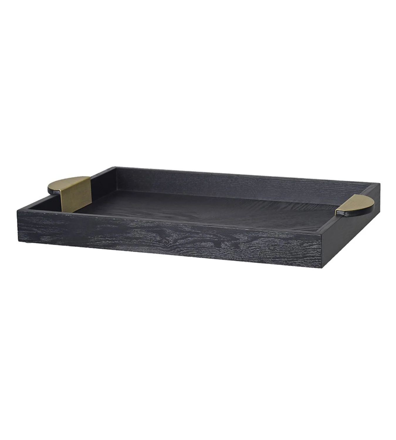 Black Wooden Tray with Antique Gold Handles - Image 7