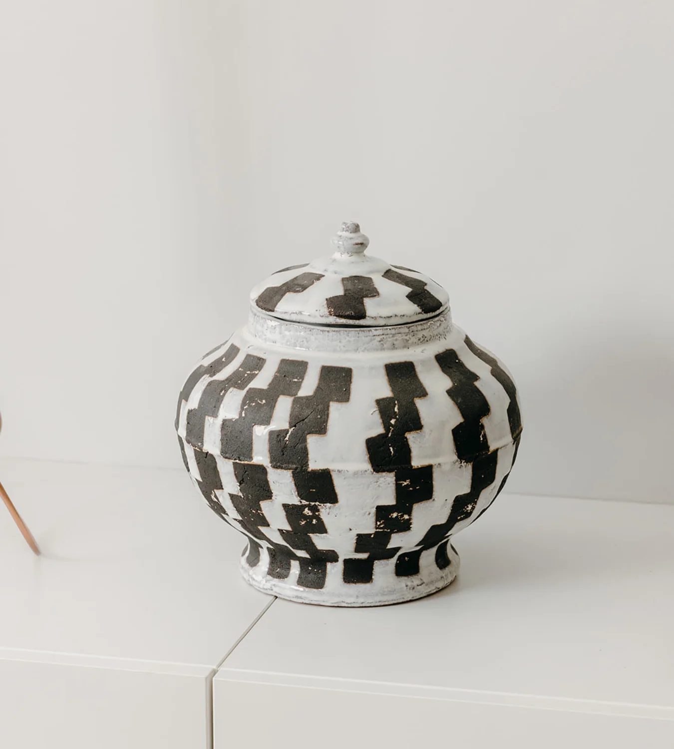 Checker Ceramic Lidded Jar - Image 3