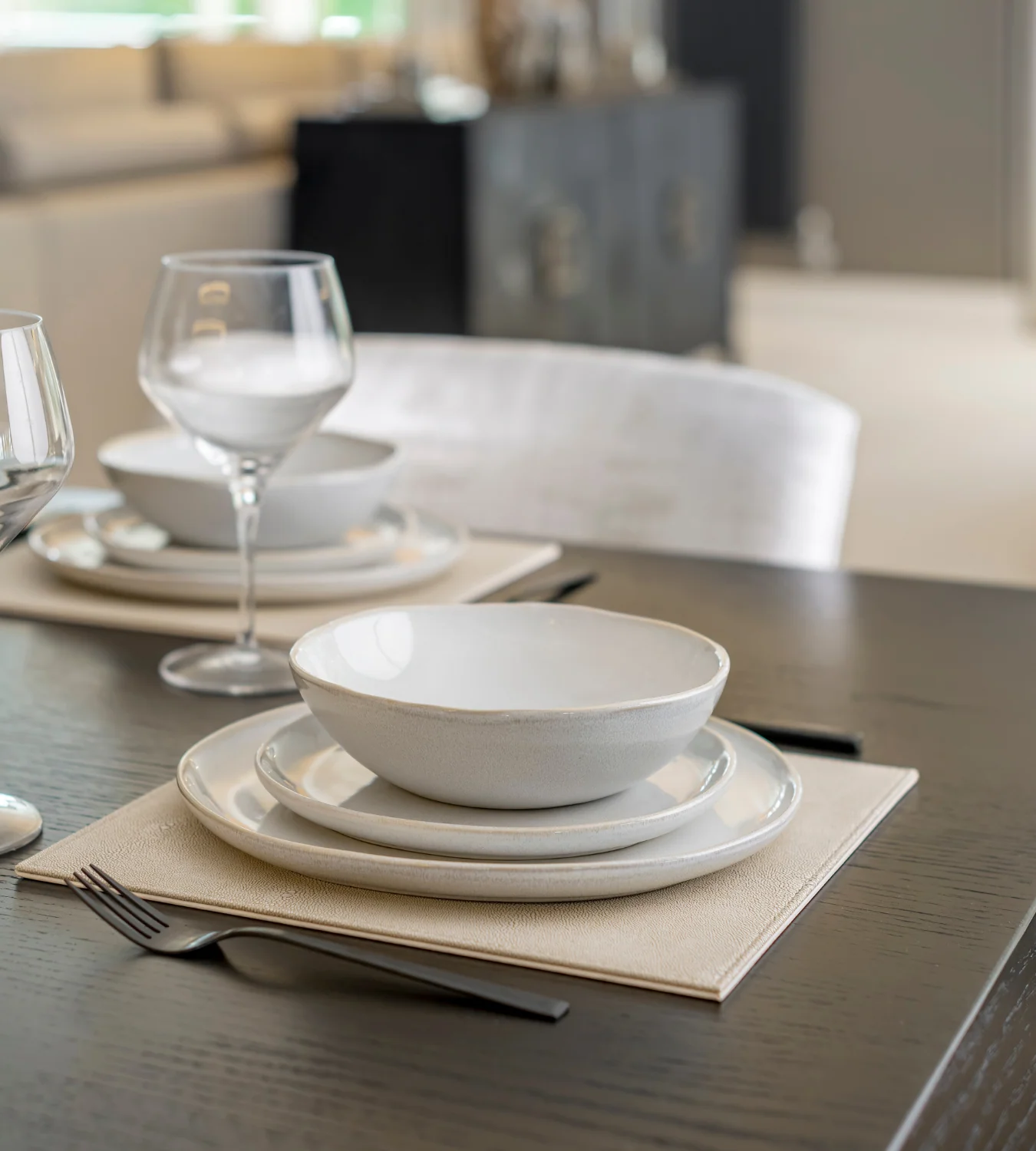Cream Organic Shape 12 Piece Ceramic Dinner Set - Image 3