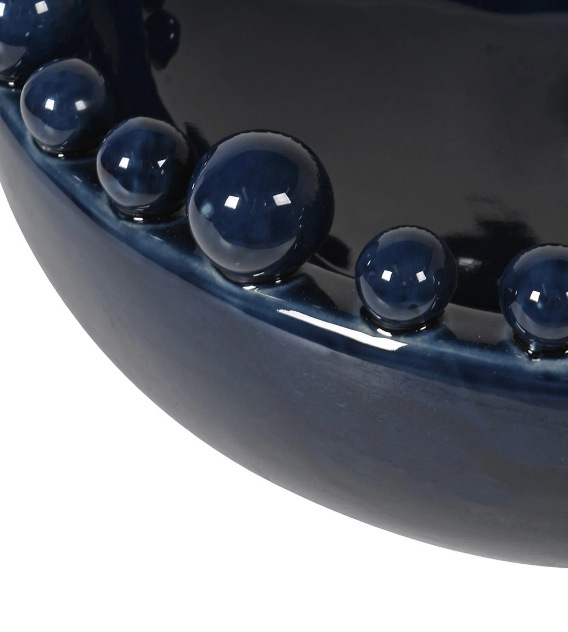 Dark Blue Bobble Edged Ceramic Bowl - Image 6