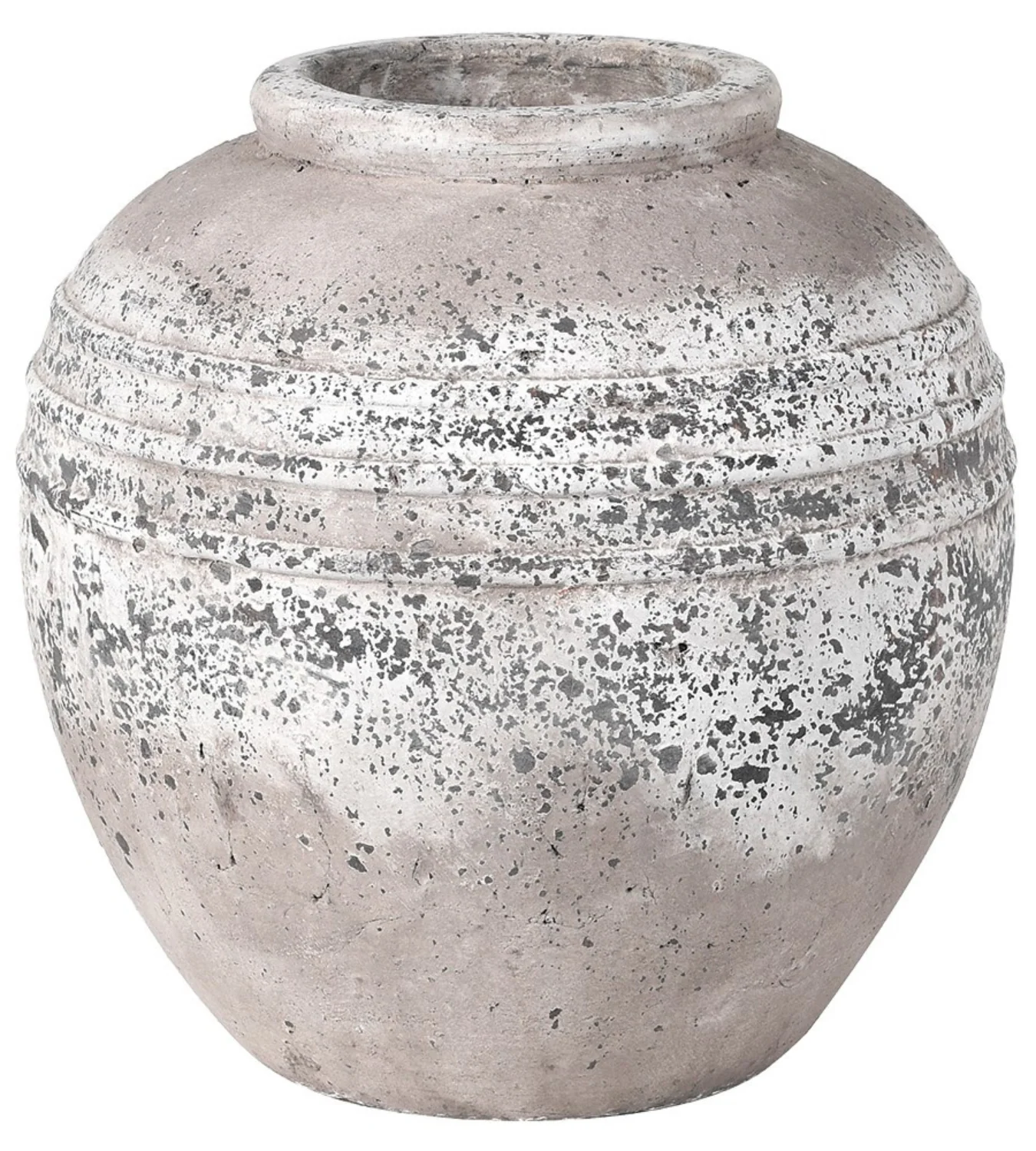 Large Round Distressed Stone Vase - Image 5