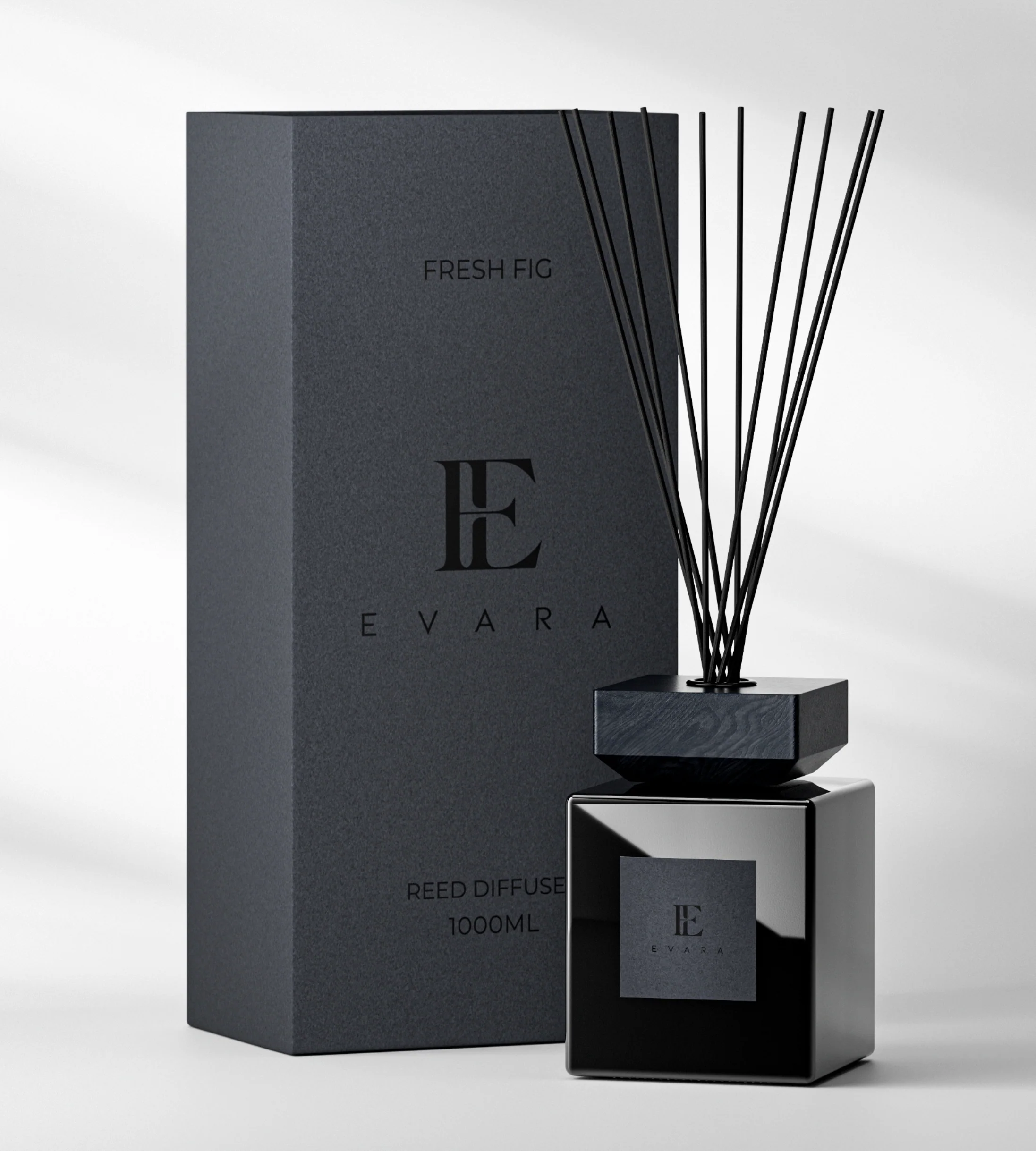Evara Fresh Fig Solid Black Reed Diffuser Set - 1000ml - Image 9