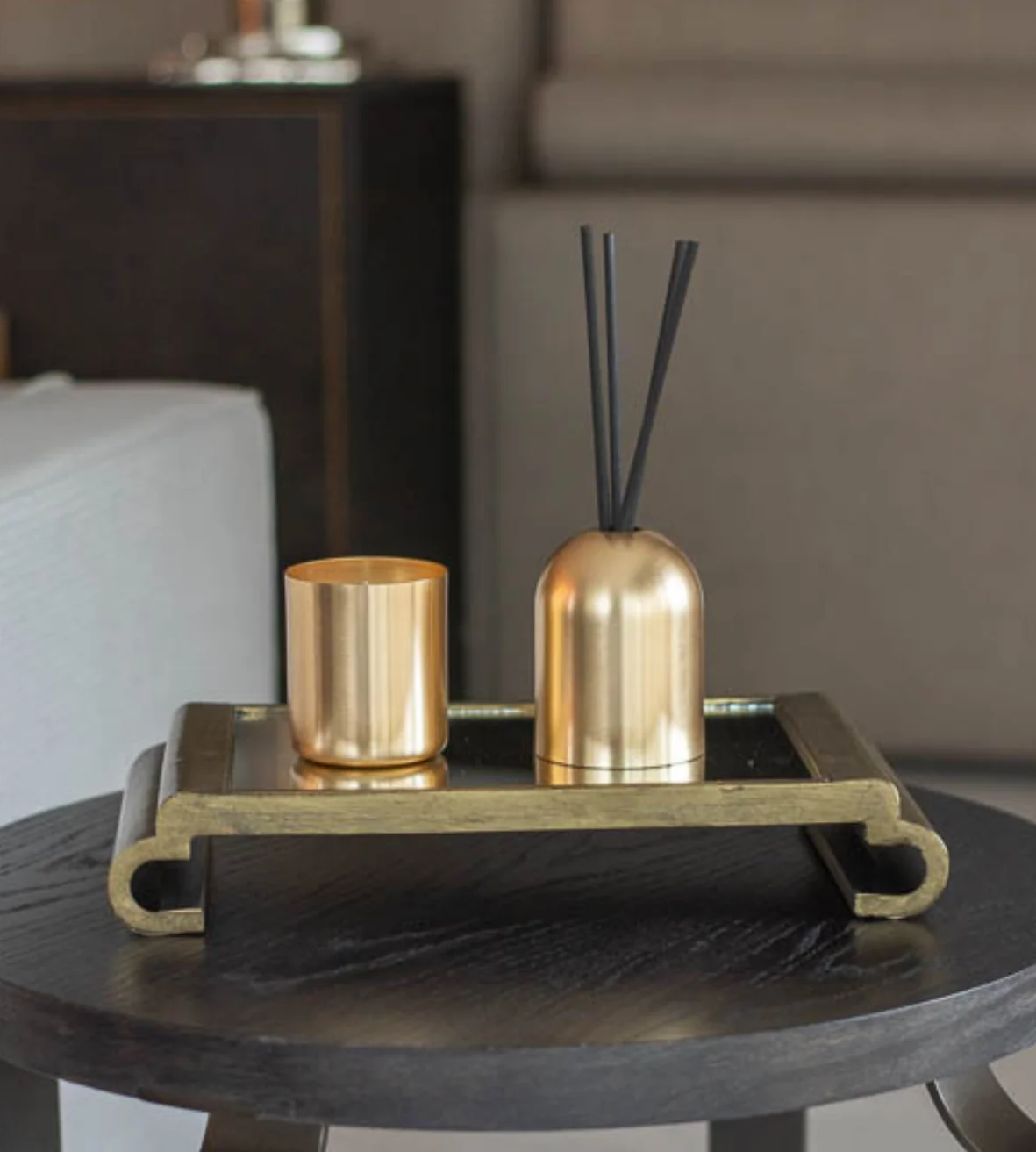 Gold Sandalwood Reed Diffuser & Candle Set - Image 2