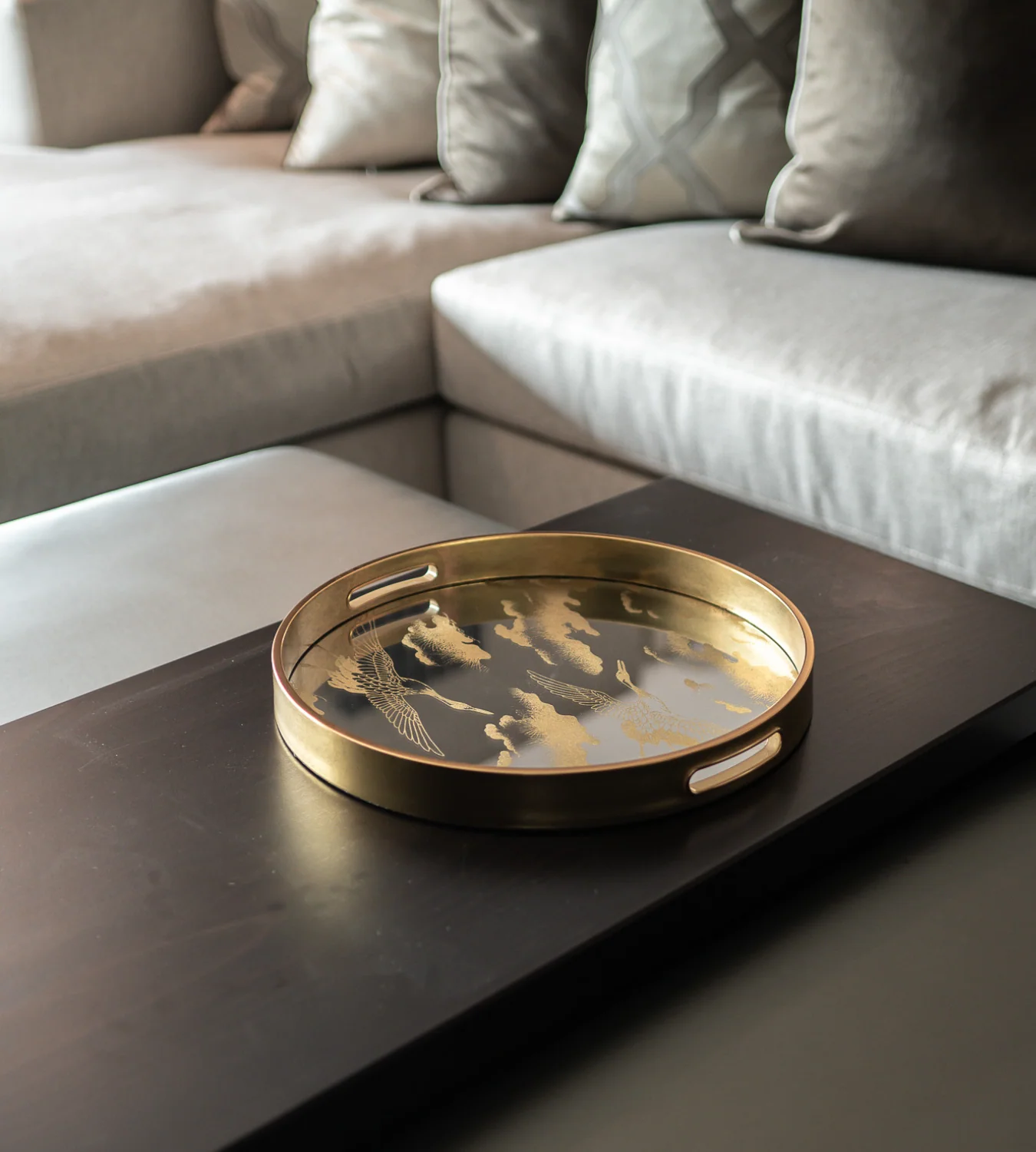 Golden Clouds Mirrored Decorative Tray - Image 3