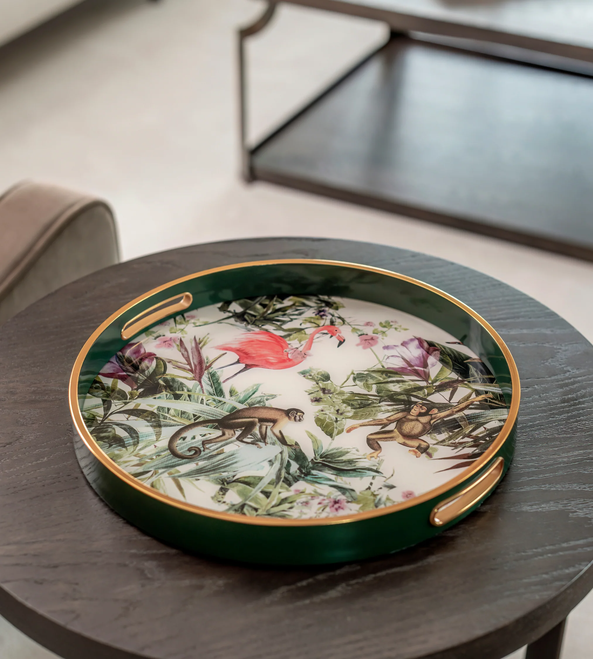 Jungle Themed Green & Gold Tray