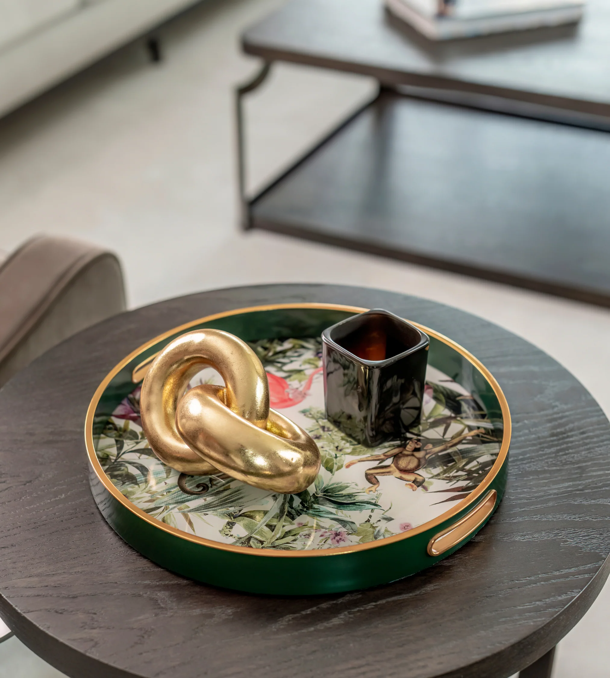 Jungle Themed Green & Gold Tray - Image 2
