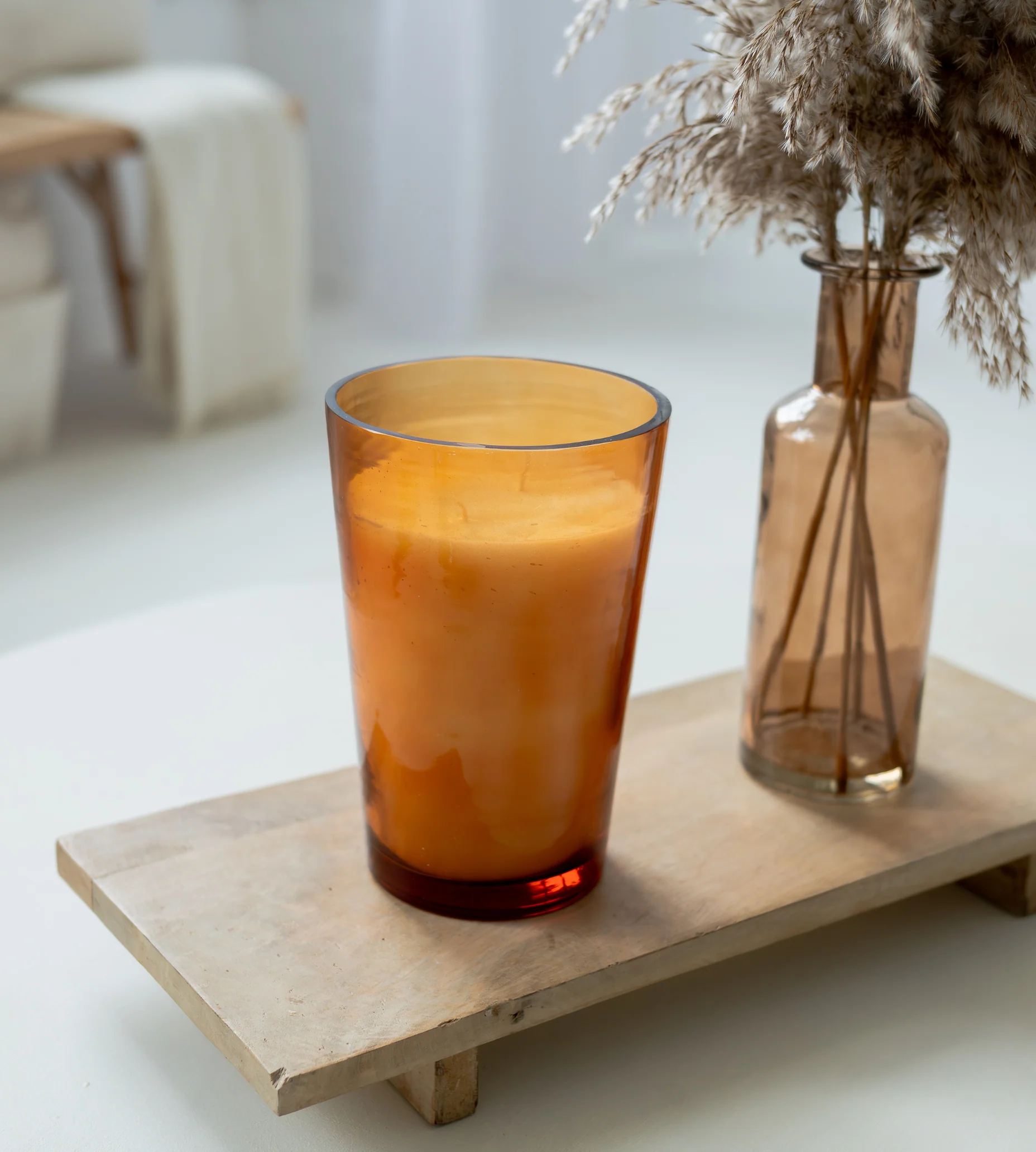 Large Tuberose Glass Amber Candle