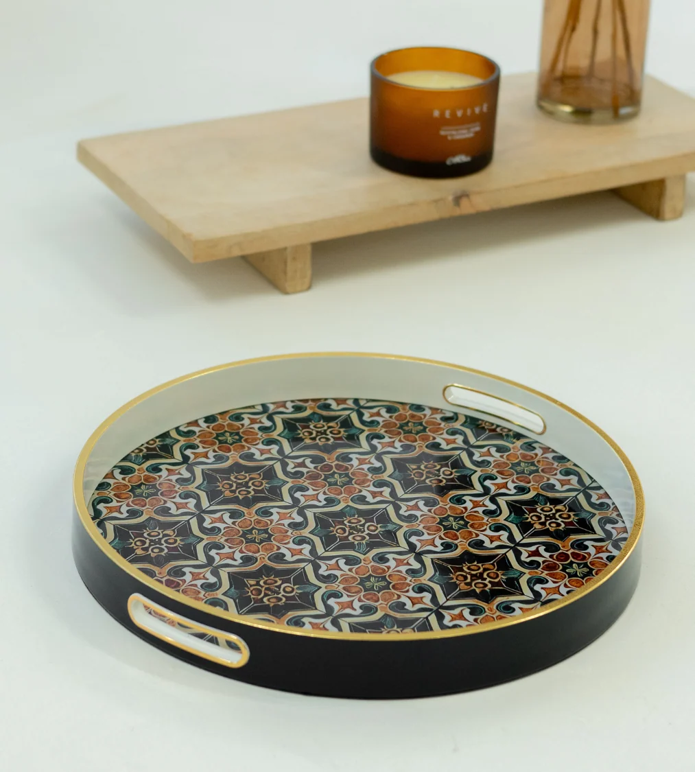 Moroccan Print Round Tray