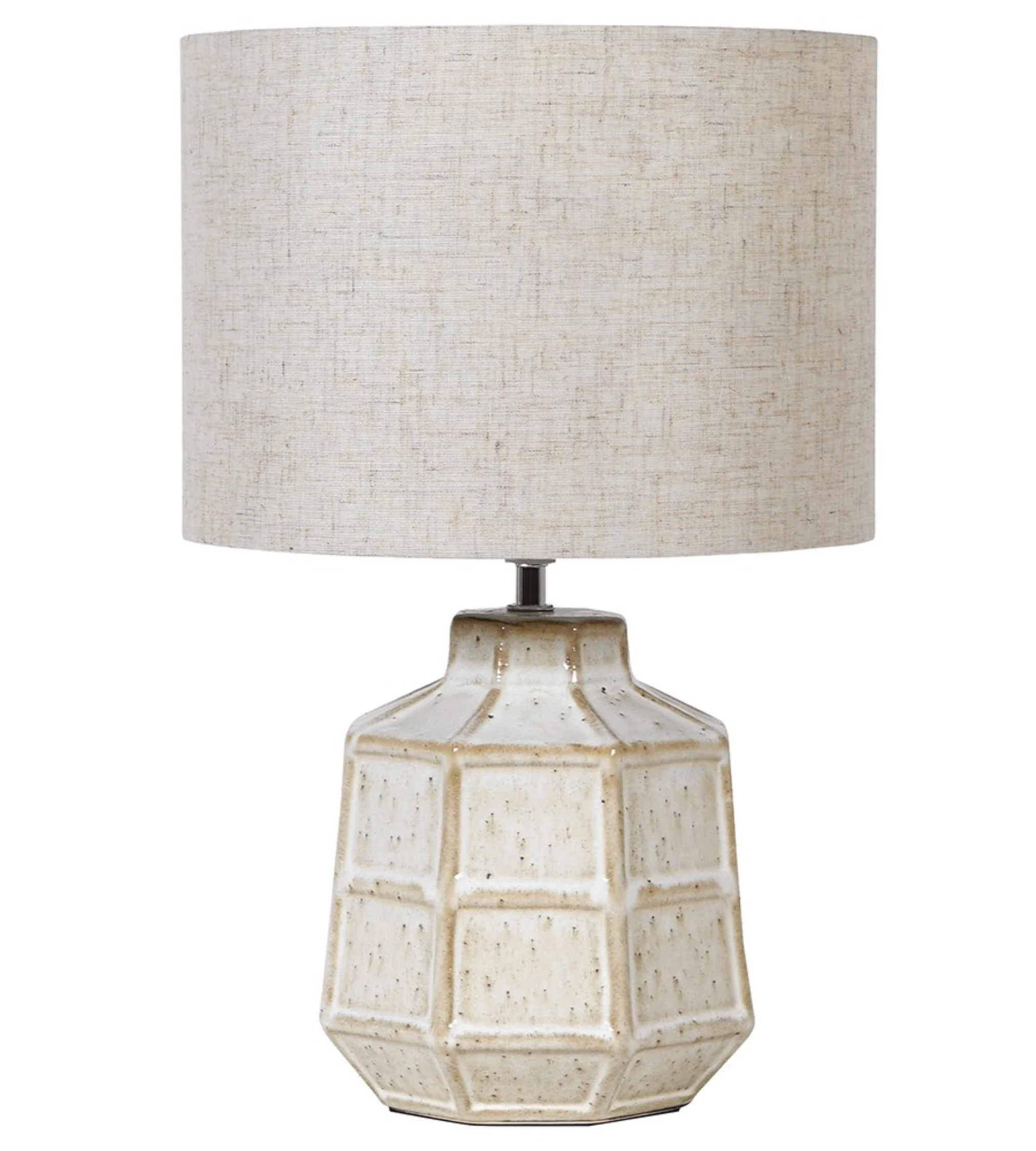 Off White Hexagonal Table Lamp with Linen Shade