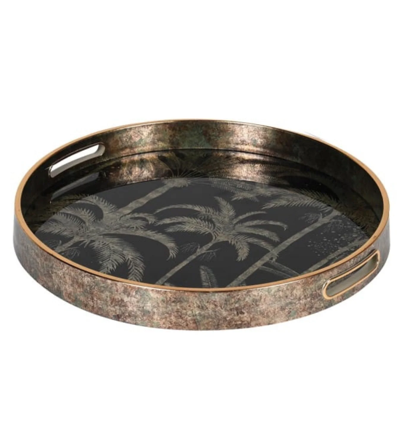 Palm Tree Patterned Bronze/Black Tray - Image 4