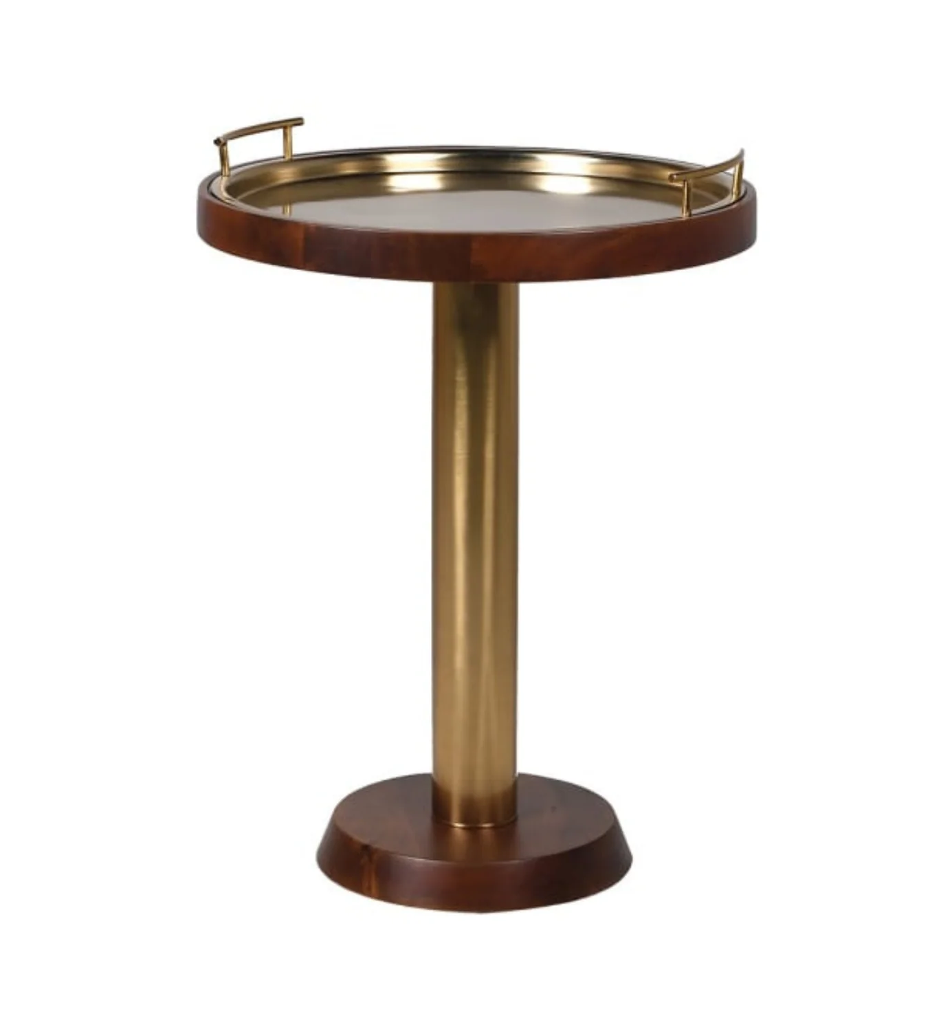 Round Gold & Wood Cocktail Table - Image 8