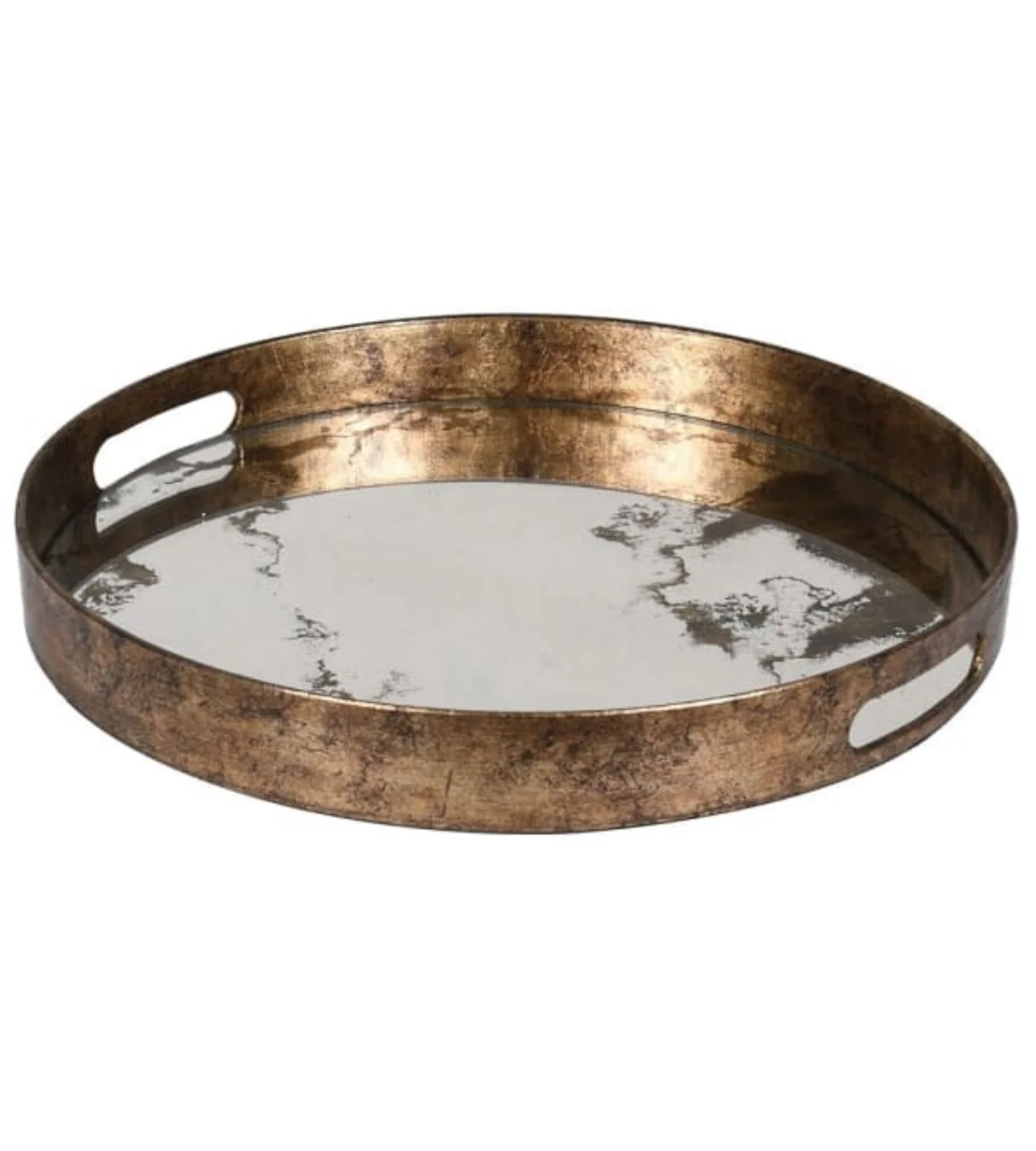 Round Marble Effect Mirrored Bronze Tray - Image 5