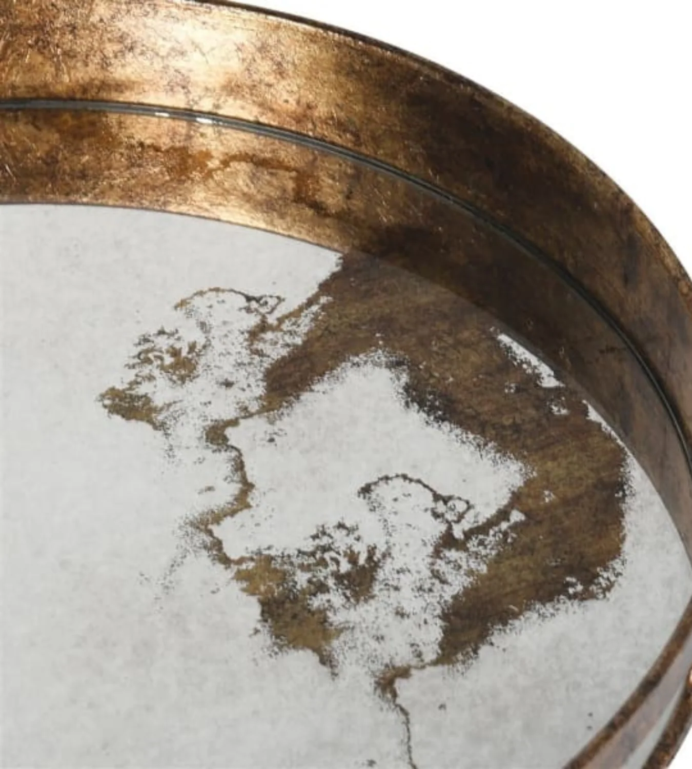 Round Marble Effect Mirrored Bronze Tray - Image 6