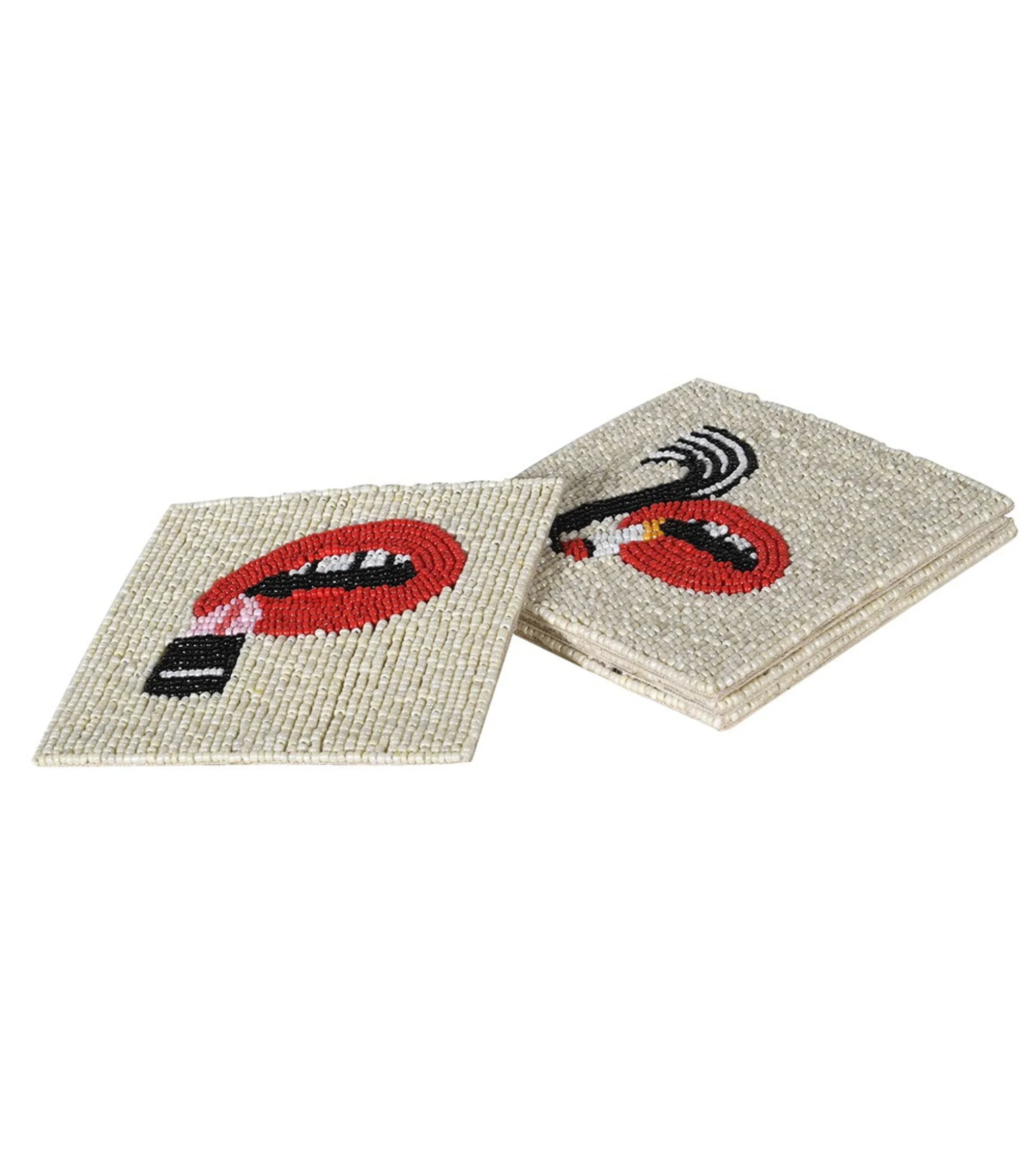 Set of 4 Beaded Lips Coasters - Image 5