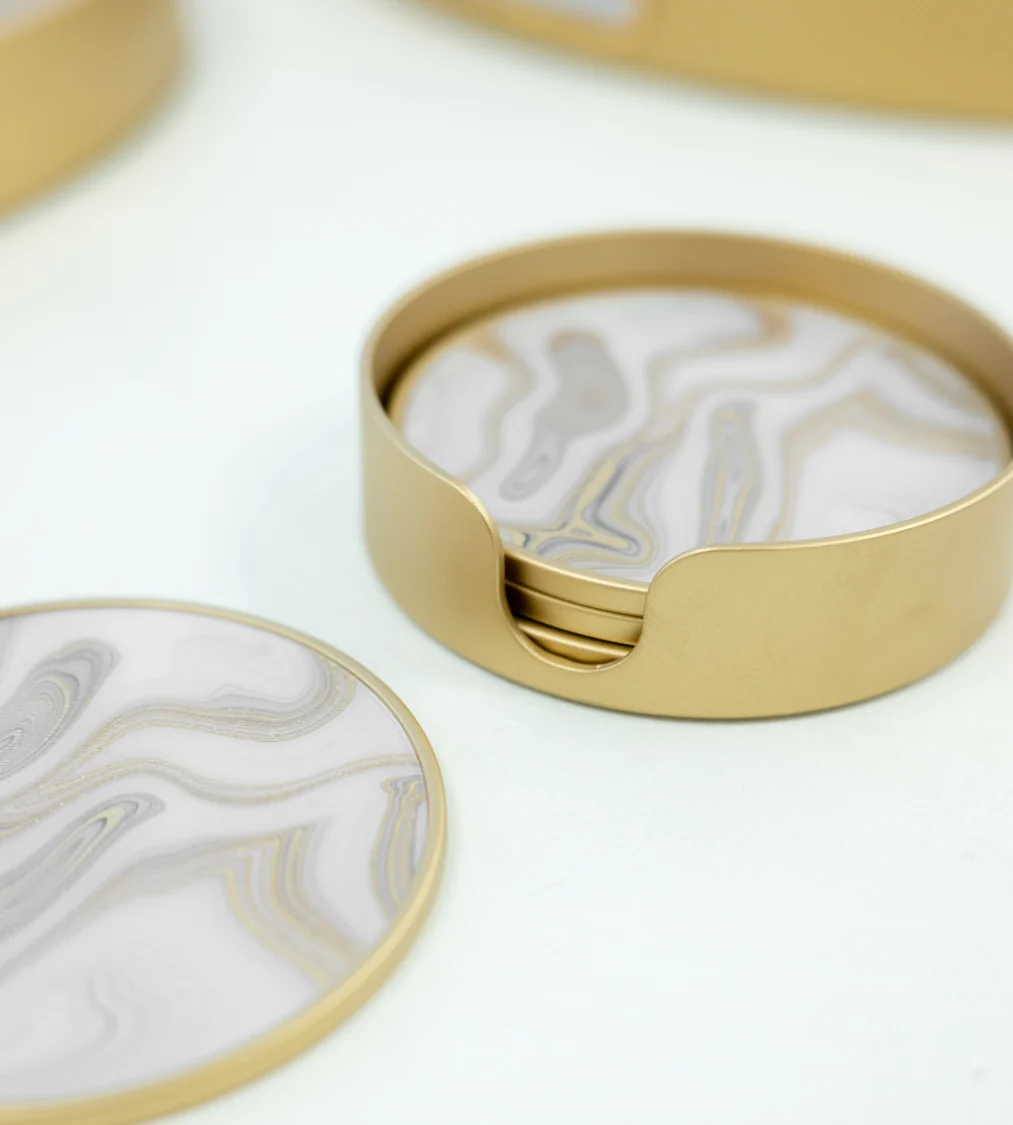Set of 4 Gold Swirl Coasters - Image 2