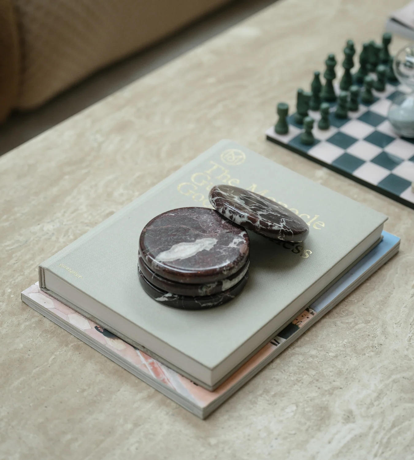 Set of 4 Red Marble Coasters - Image 2