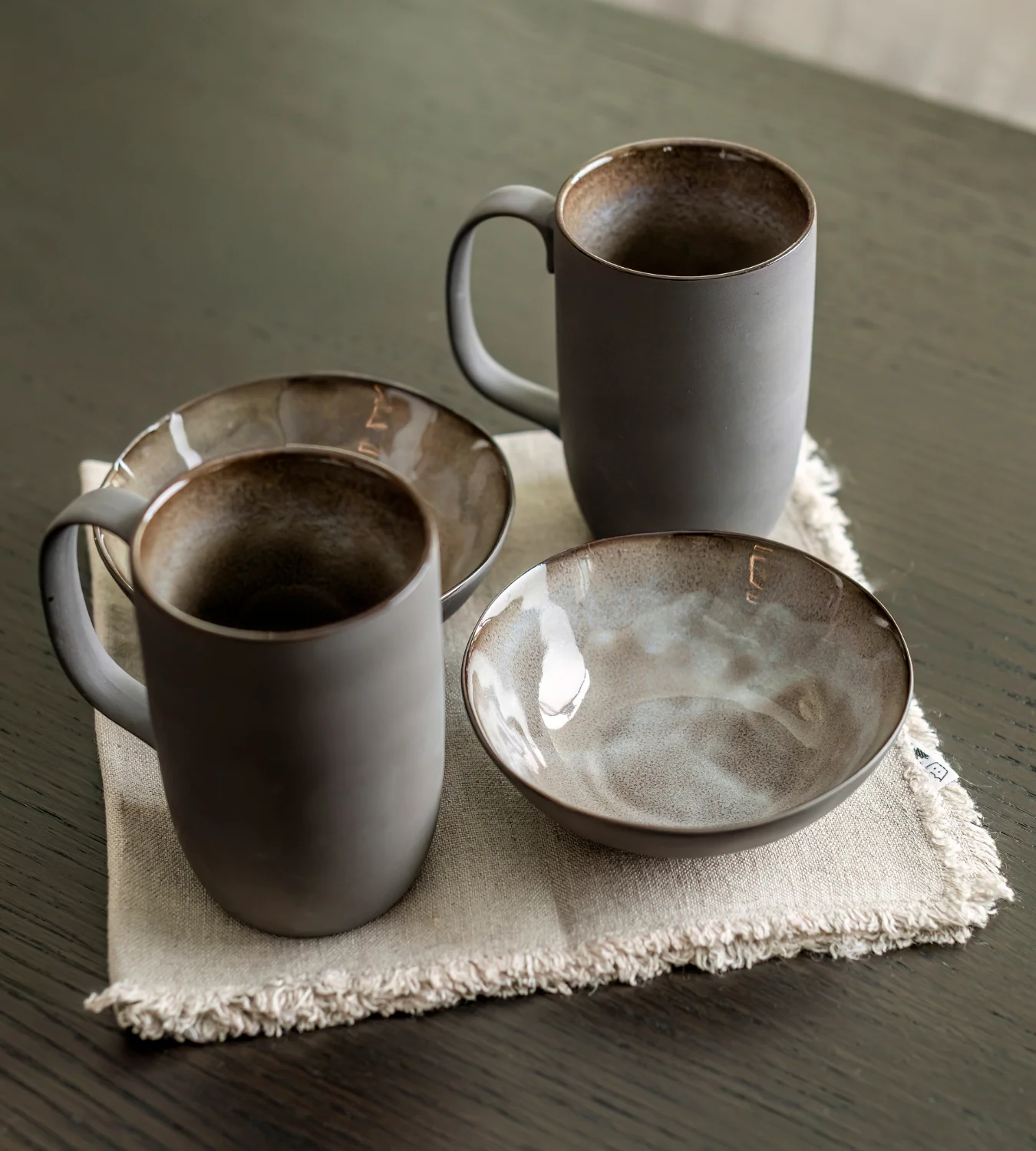 Set of 4 Grey Takiya Stoneware Mugs - Image 4