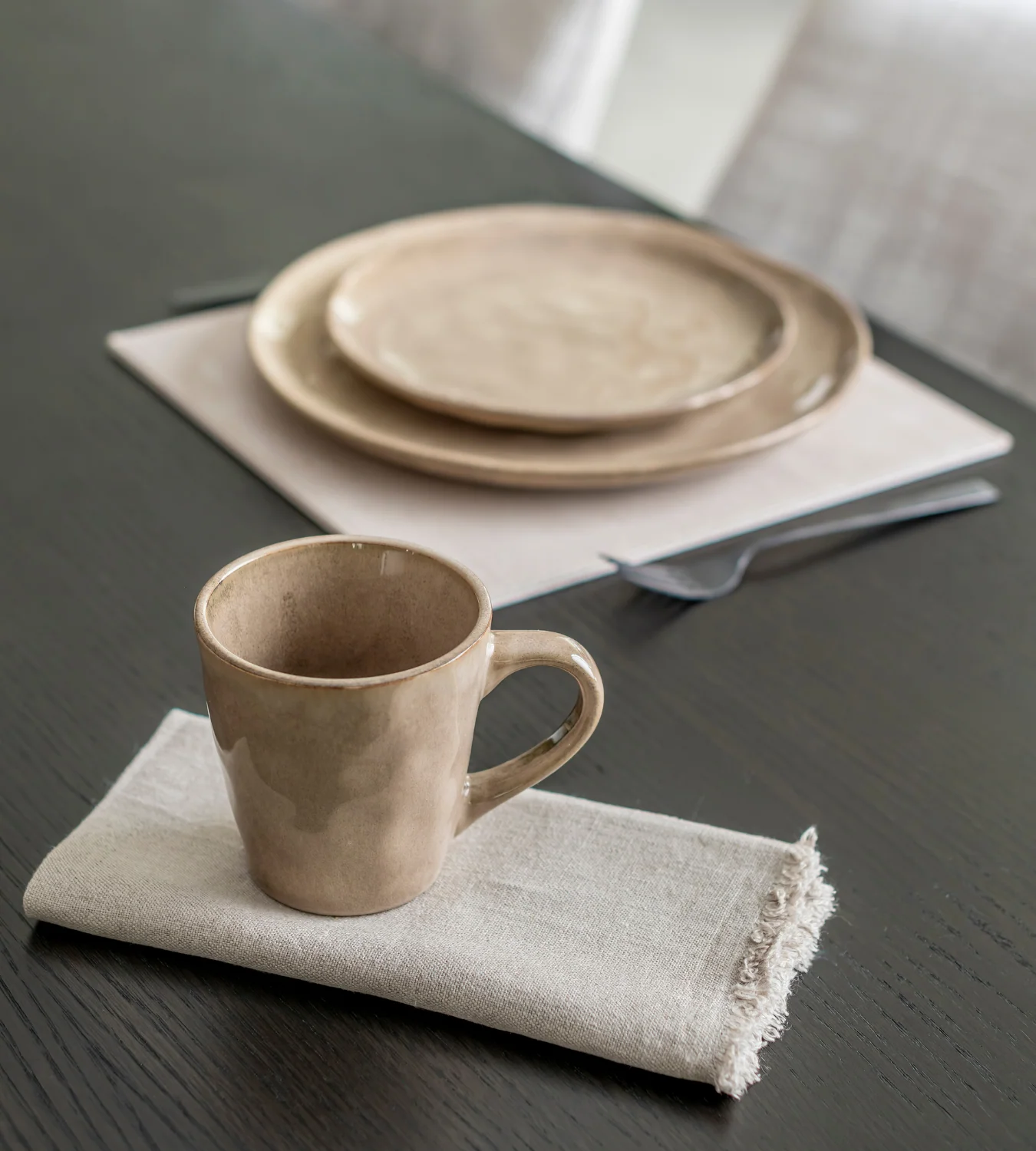 Set of 4 Taupe Organic Ceramic Mugs - Image 4