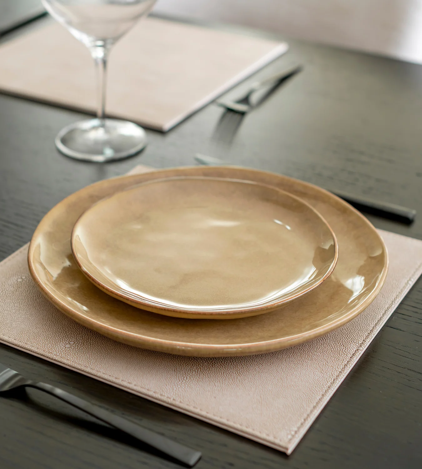 Taupe Organic Shape 12 Piece Ceramic Dinner Set - Image 2