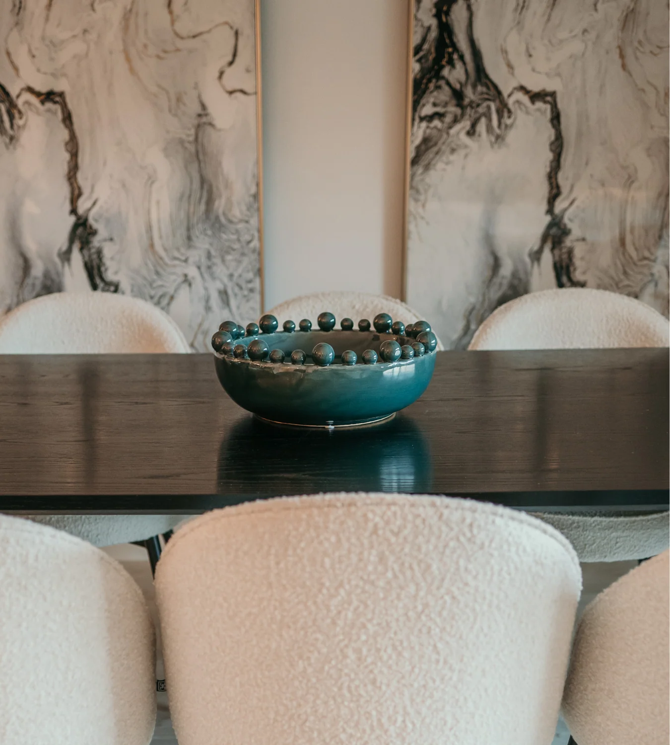 Teal Bobble Edged Ceramic Bowl - Image 4