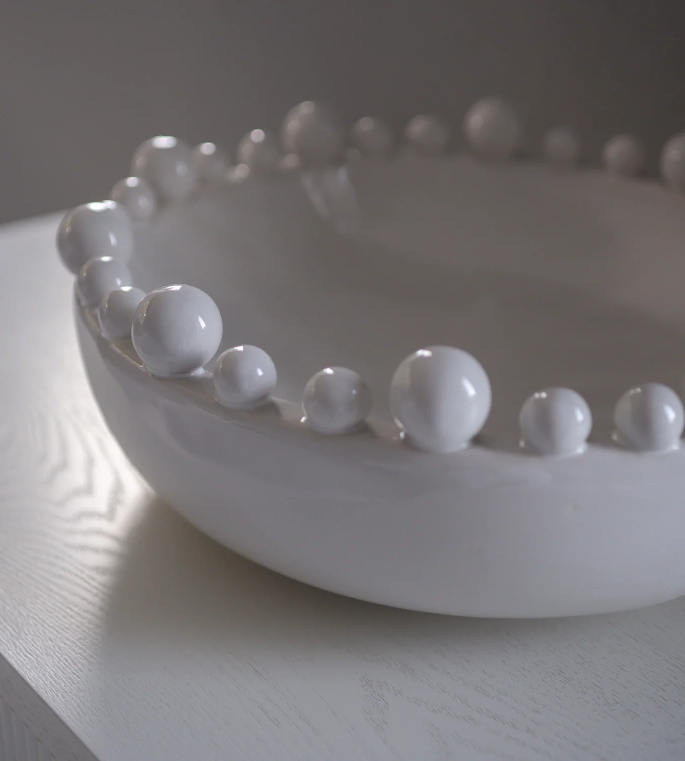 White Ceramic Bobble Edged Bowl - Image 3
